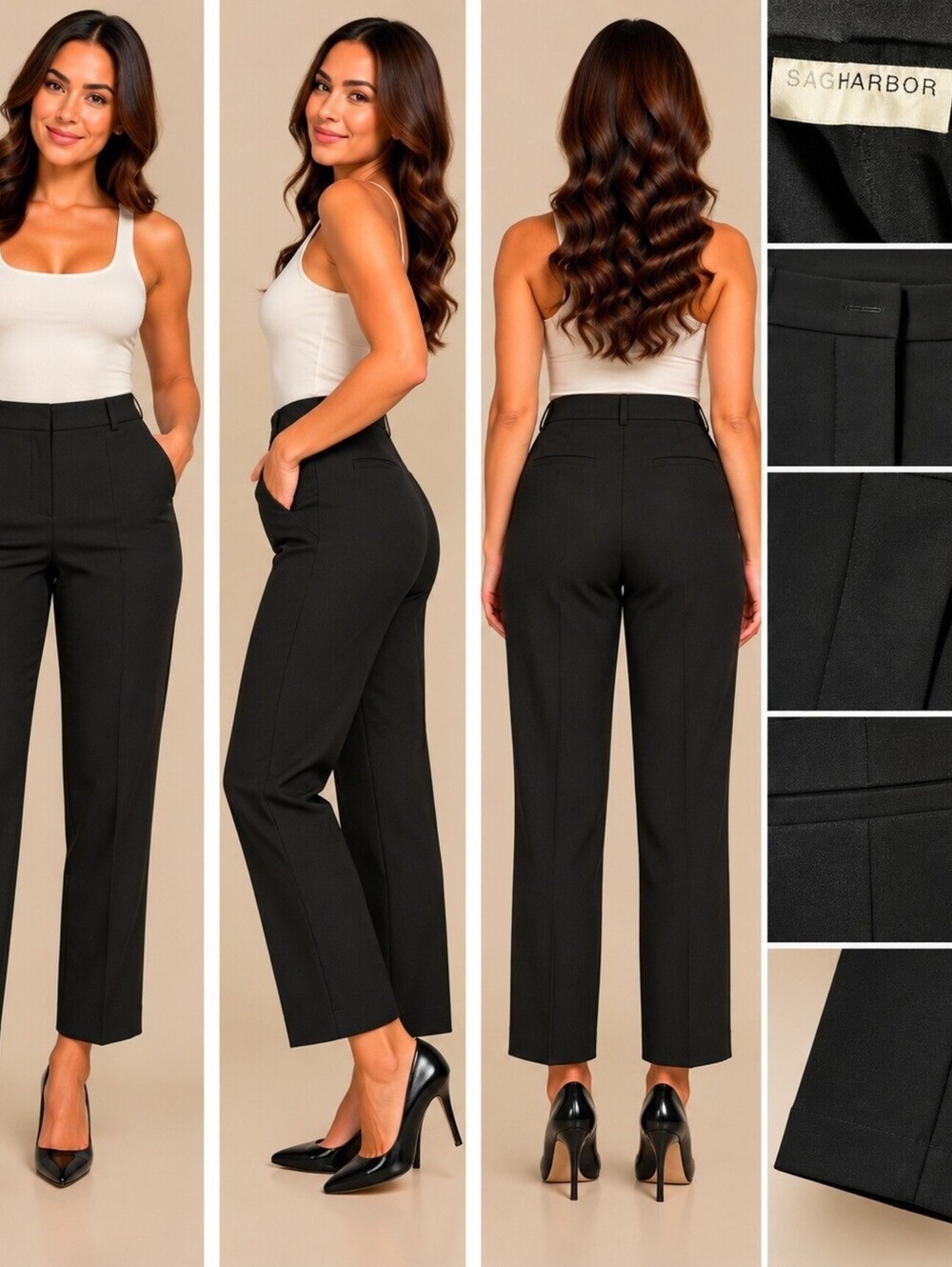 Sag Harbor Black Classic Dress Pants Size 8